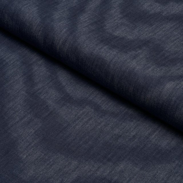 2020s Sample - Schumacher Denim Moiré Fabric In Denim For Sale - Image 5 of 6
