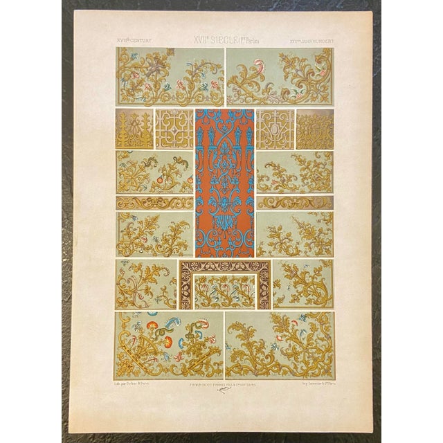1870 French Decorator Ornament Print, XVII Siecle, Auguste Racinet For Sale - Image 4 of 4