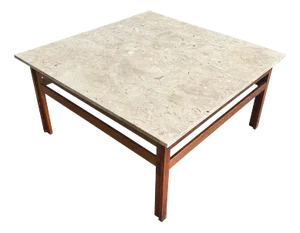 Danish Modern Travertine Top & Rosewood Coffee Table
