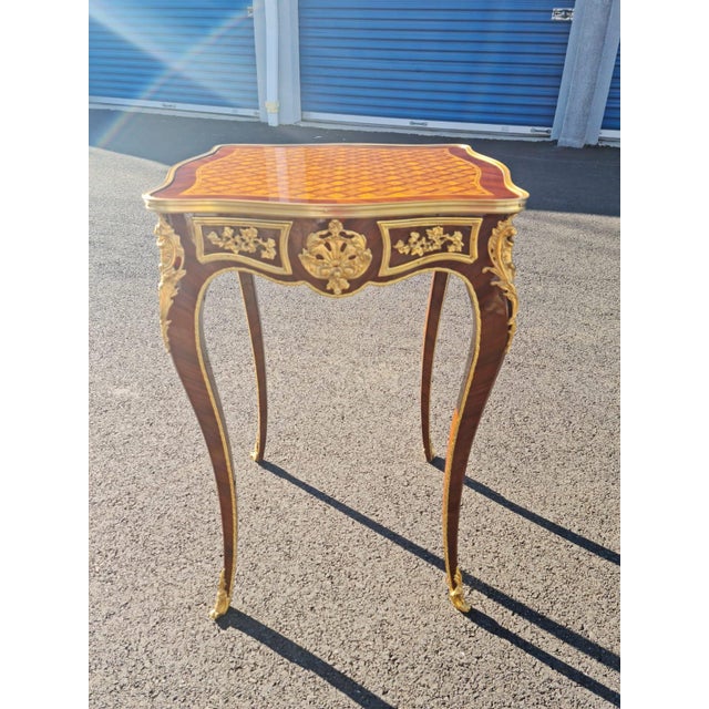 Simple French Style Parquetry Side Table, Coffee/Tea Table For Sale - Image 10 of 13