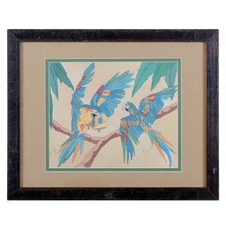 Two Macaws Tropical Print For Sale