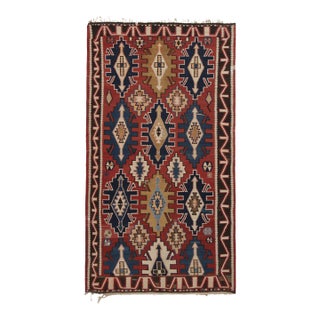 Vintage Tribal Kilim in Brick Red With Bold Geometric Patterns - Rug & Kilim For Sale