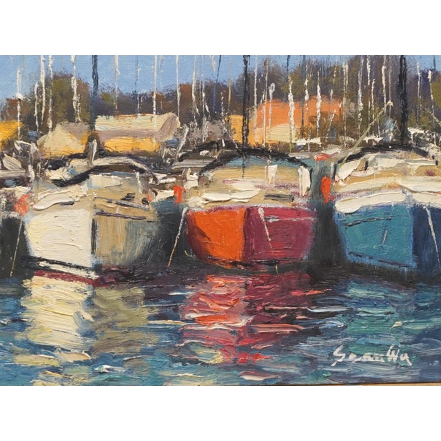 Impressionist Original Oil Painting of Sailboat For Sale - Image 3 of 5