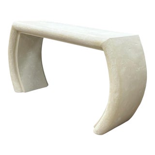 Post Modern Faux Stone Waterfall Console Table For Sale
