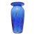 Contemporary Blue Ombre Art Cased Glass Vase With Gold Glitter Drip Swirl Accents Hand Blown For Sale