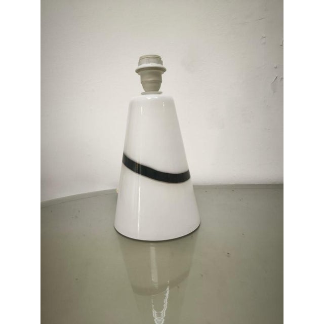 White Murano Glass Lamp with Black Band, 1970s For Sale - Image 6 of 10
