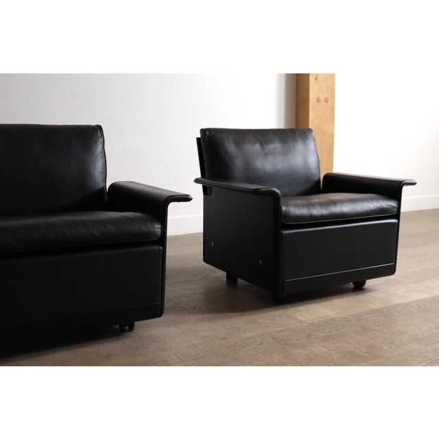 Dieter Rams Model 620 Lounge Chairs in Black Leather by Dieter Rams for Vitsoe, 1980s, Set of 2 For Sale - Image 4 of 16