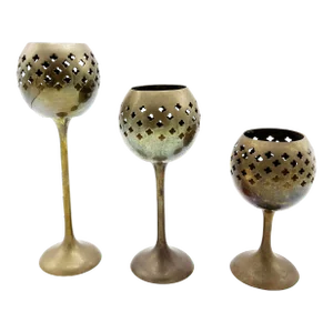 Vintage Mid Century Solid Brass Tea Light / Votive Candle Holders, Graduated Sizing - 3 Pieces