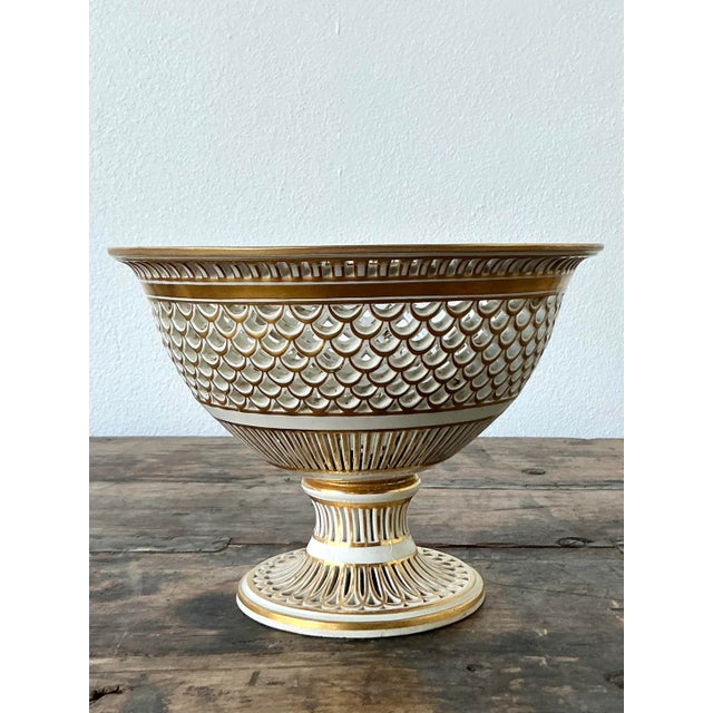 Vintage Regency Pierced Porcelain Bowl For Sale - Image 4 of 12