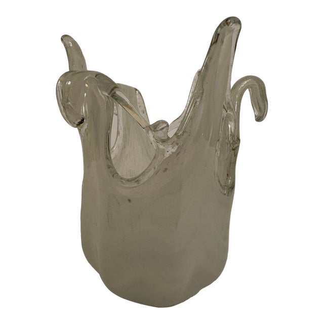 1960s Murano Venetian Hand Blown Glass Opaque Tall Vase For Sale