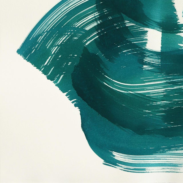 The Teal Dress 5 - Abstract Flowy Minimalist Figurative Ink Original Artwork by Bettina Mauel For Sale - Image 4 of 5