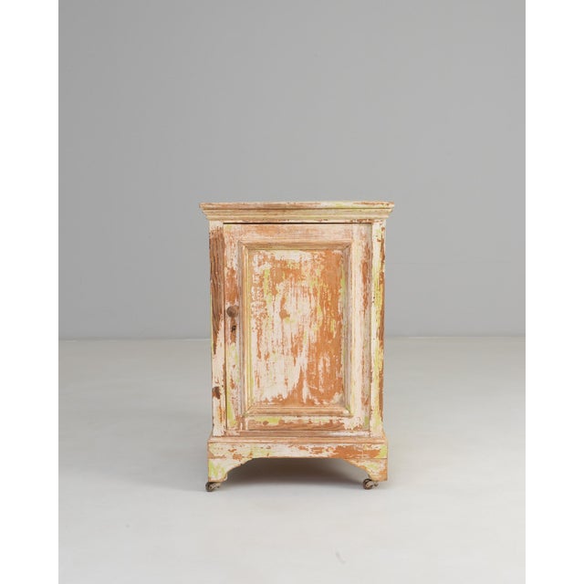 French Provincial 19th Century French Wood Patinated Cabinet With Wheels For Sale - Image 3 of 18