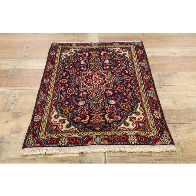Textile Vintage Persian Hamadan Rug - 01'11 X02'10 For Sale - Image 7 of 10