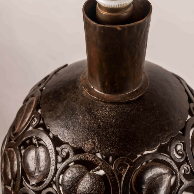 Large Art Deco Wrought Iron Table Lamp by Edgar-William Brandt, 1930s For Sale - Image 10 of 18