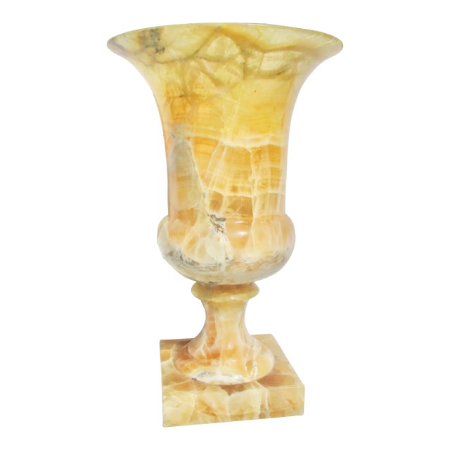 Large Alabaster Crystal Footed Urn Circa 1990s For Sale