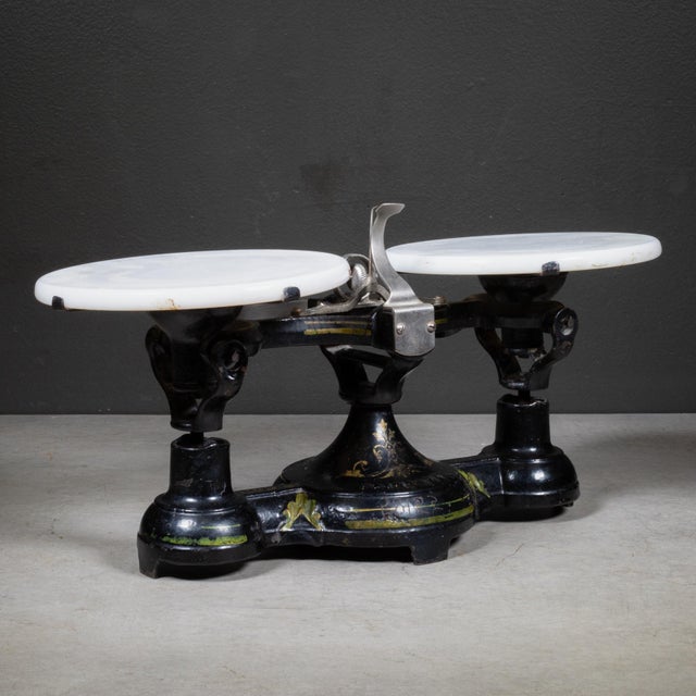 Victorian Late 19th C. Fairbanks Standard Cast Iron & Marble Balance Scale For Sale - Image 3 of 9