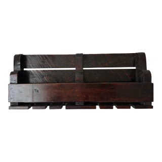 1980s Rustic Wooden Handmade Wine Bottle Holder For Sale