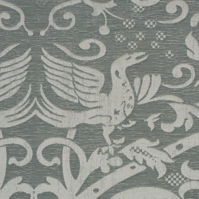 Traditional Schumacher Dougal Damask Fabric In Mist For Sale - Image 3 of 6