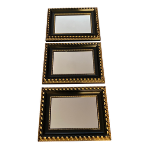 1990s Vintage Bombay Company Traditional Black Gilt Accent Wall Mirrors - Set of Three