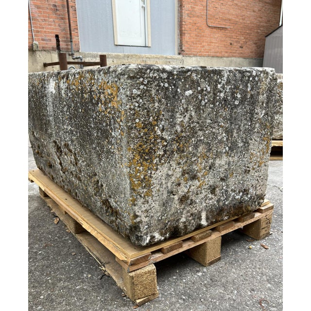 Early 1800s Carved French Rectangular Limestone Trough For Sale - Image 11 of 12