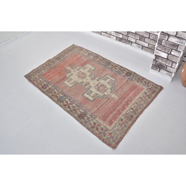 Handmade wool carpet in Turkish Anatolia , Vintage Oushak Rug,Turkish Vintage Anatolian Rug, Handmade wool Rug . One Of...