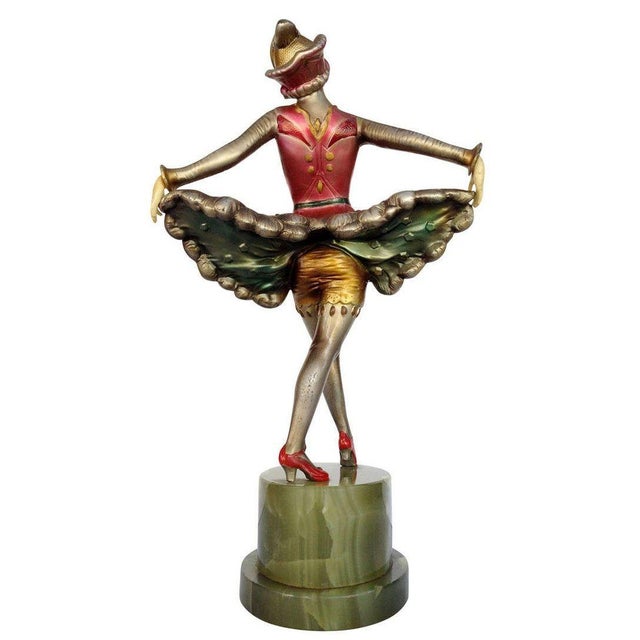 1930s Art Deco Spelter and Onyx Dancer Style Statue For Sale - Image 4 of 10
