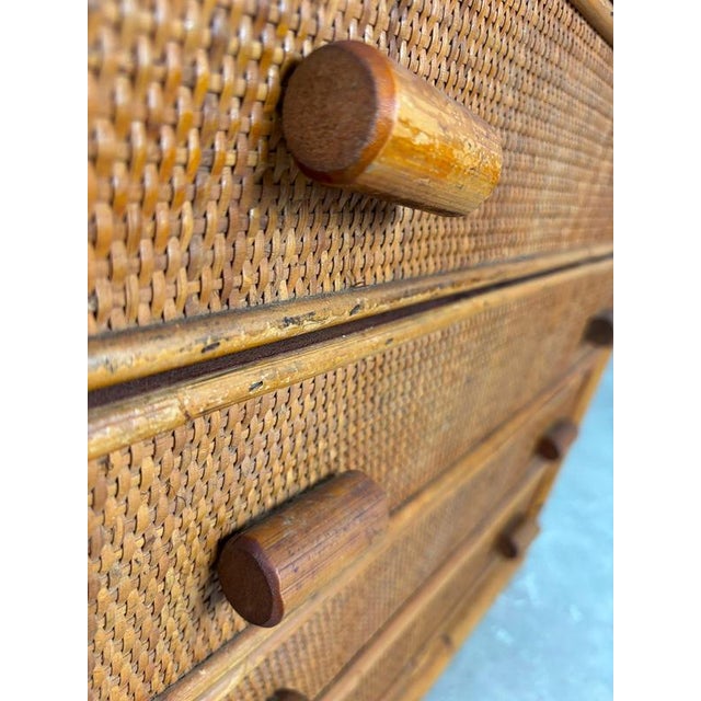 Bamboo and Rattan Chest of Drawers, Italy, 1960s For Sale - Image 6 of 10