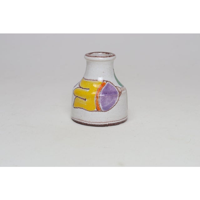 DeSimone Diminutive Italian Modern Ceramic Bud Vase With Floral Motif by Giovannni De Simone For Sale - Image 4 of 11