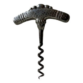 Antique Art Nouveau Corkscrew in Pewter and Steel, 1890s For Sale
