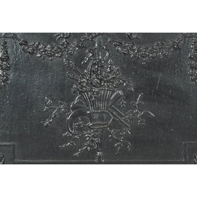 The Plaza Hotel French Black Cast Iron Fireback Set For Sale - Image 9 of 16