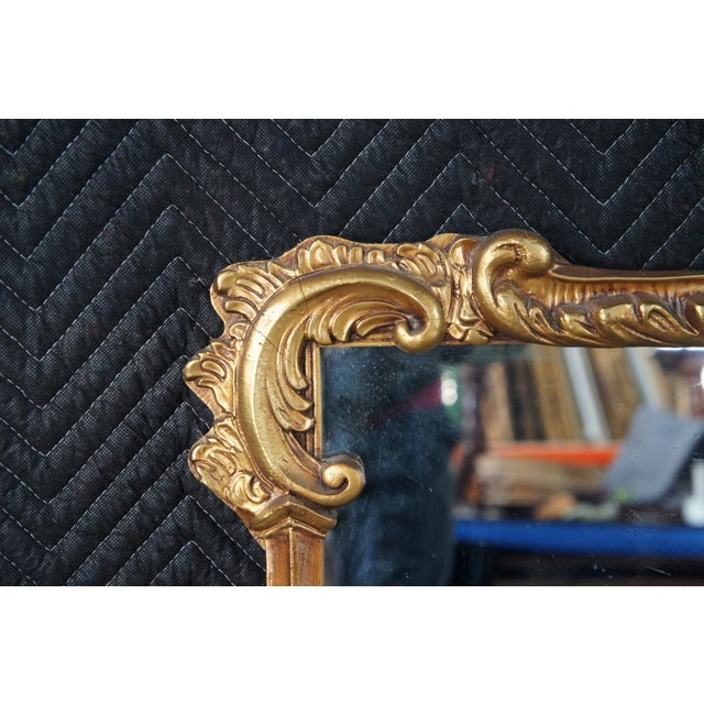 Late 20th Century Chinese Chippendale Gold Regency Pagoda Acanthus Wall Vanity Mantel Mirror 45" For Sale - Image 6 of 11