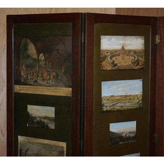 Victorian Embossed Leather & Water Colour Folding Screen For Sale - Image 13 of 18