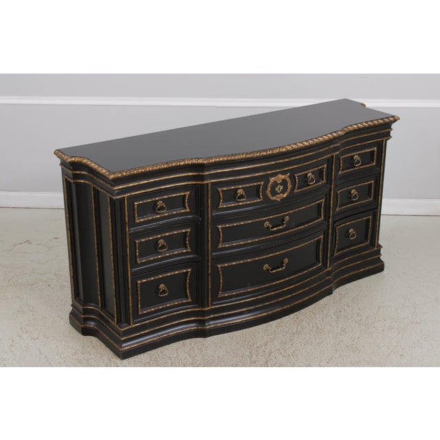 Traditional Marge Carson Large Black Painted Sideboard Credenza For Sale - Image 3 of 16