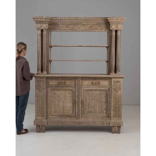 1910s Belgian Renaissance Revival Oak Cupboard With Carved Columns For Sale - Image 17 of 18