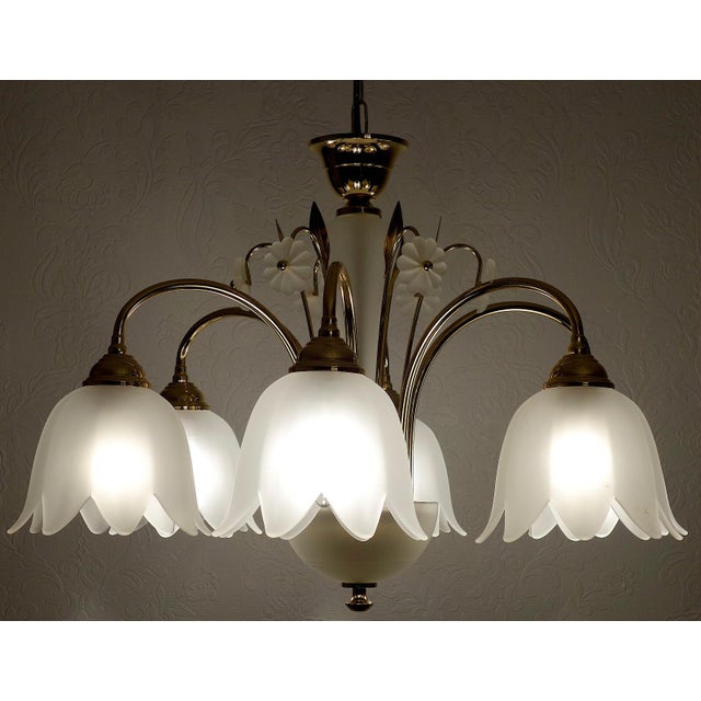 Antique Gilded Metal and Glass Chandelier from Unbekannt, 2000s For Sale - Image 9 of 10