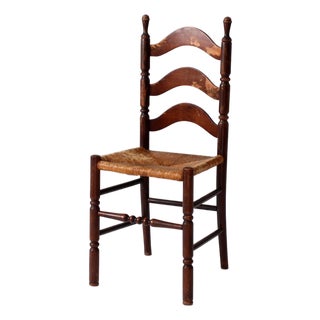 Vintage 1930s Tell City Rush Seat Ladder Back Chair For Sale