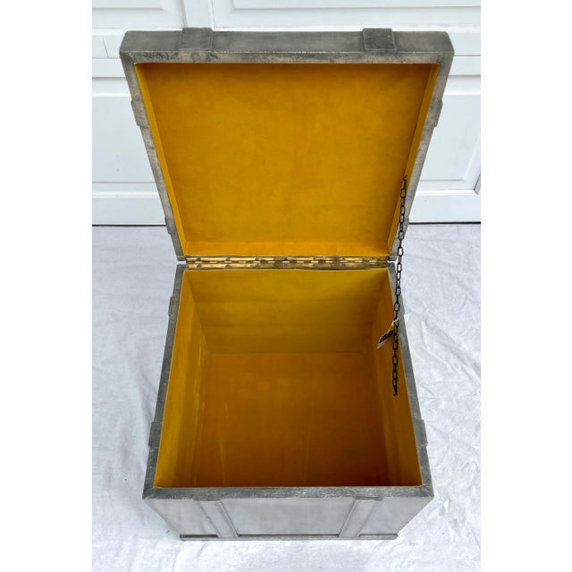 Gothic 1970's Silver Cube Trunk Side Table Made by Alfonso Retana For Sale - Image 3 of 13