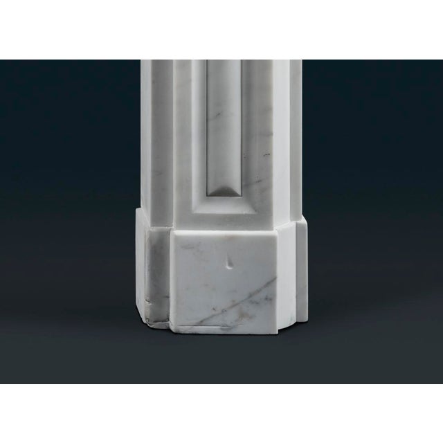 Hollywood Regency English Regency Carrara Marble Fireplace Surround For Sale - Image 3 of 6
