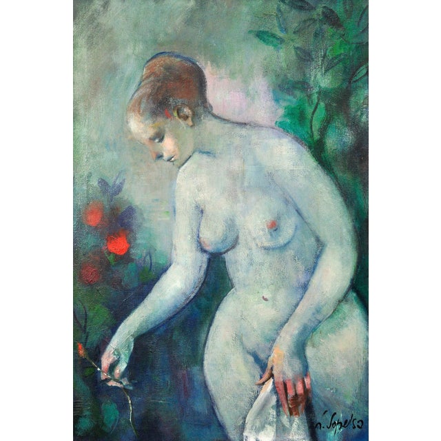 Luciano Sopelsa. Italian ( b.1921 - d.2010 ). Nudo Al Tramanto, 1975. (Nude At Sunset), 1975. Oil On Canvas. Signed Lower...