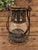 1920s Gothic Revival Pierced Iron and Glass Hanging Candle Lanterns, Pair For Sale - Image 9 of 10