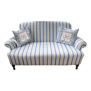 Blue Ticking Love Seat, Dana Gibson For Sale