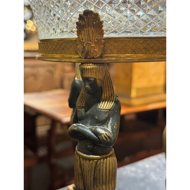Mid 19th Century Fine Pair of 19th C. French Empire Bronze and Crystal Centerpieces For Sale - Image 5 of 6
