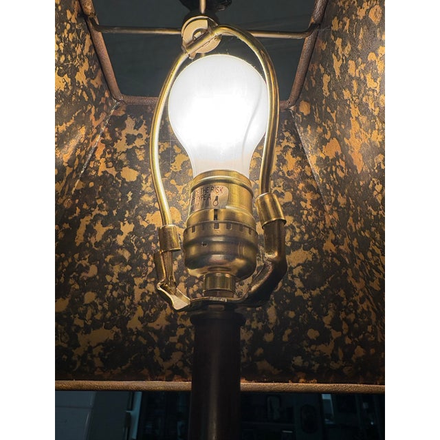 Brown Vintage Theodore Alexander Barley Twist Lamp, Leather‑Look Shade, Faux Tortoise Shell Liner - Ralph Lauren Style, Club Room & Traditional - 37.5” For Sale - Image 8 of 10