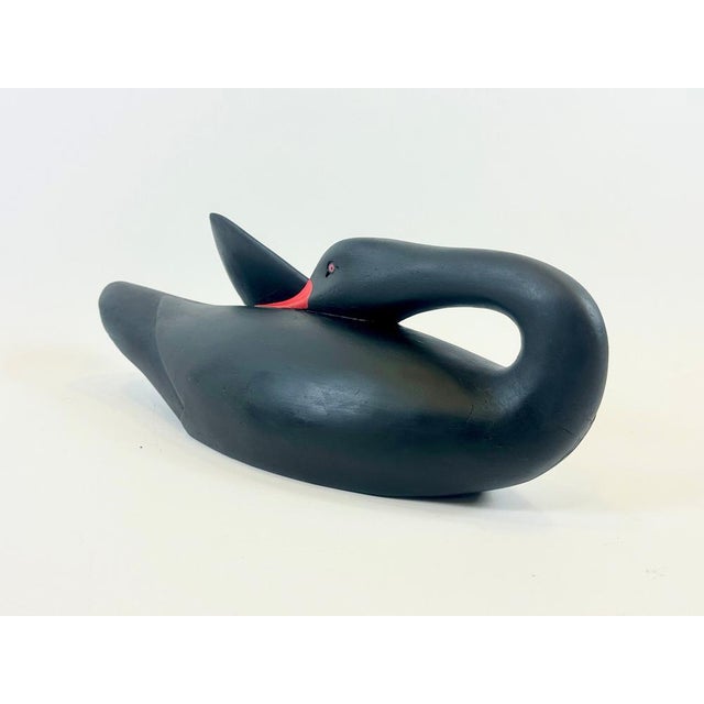 Large Vintage Carved Wood Black Swan Figurine For Sale - Image 13 of 15