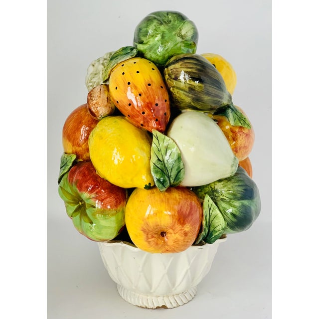 Mid-Century Vintage Italian Ceramic Glazed Fruit Topiary