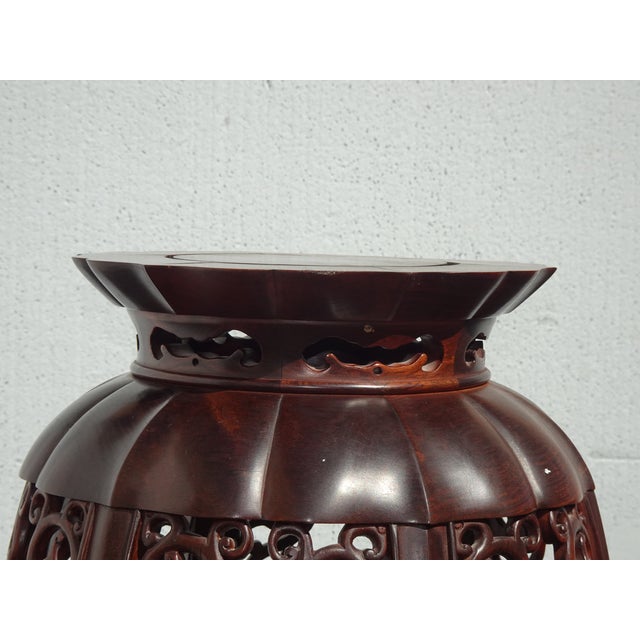 Wood Vintage 20th Century Chinese Carved Wooden Side Table Plant Stand For Sale - Image 7 of 15