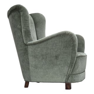 Danish High-Back Relax Chair in Velour and Ash, 1960s For Sale