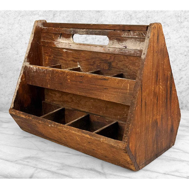 Early 20th Century Antique Primitive Wood Machinist Tool Box Hardware Organizer Caddy For Sale - Image 5 of 12