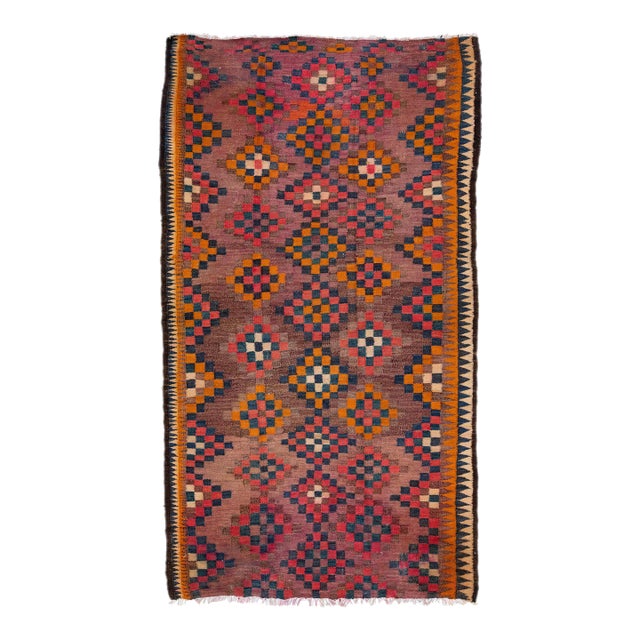 Mid-20th Century Turkish Kilim Red Handmade Tribal Wool Rug For Sale