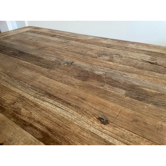 Industrial Restoration Hardware Reclaimed Wood Industrial Desk For Sale - Image 3 of 9